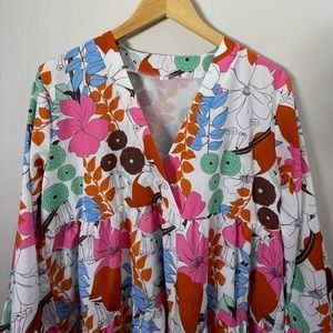 SHEIN Floral Print Tiered Mini Babydoll Dress